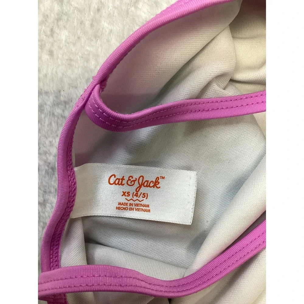 Cat‎ & Jack Girls Purple Green Tie Dye Stripe Tankini Swim Top XS 4/5 Cross Back